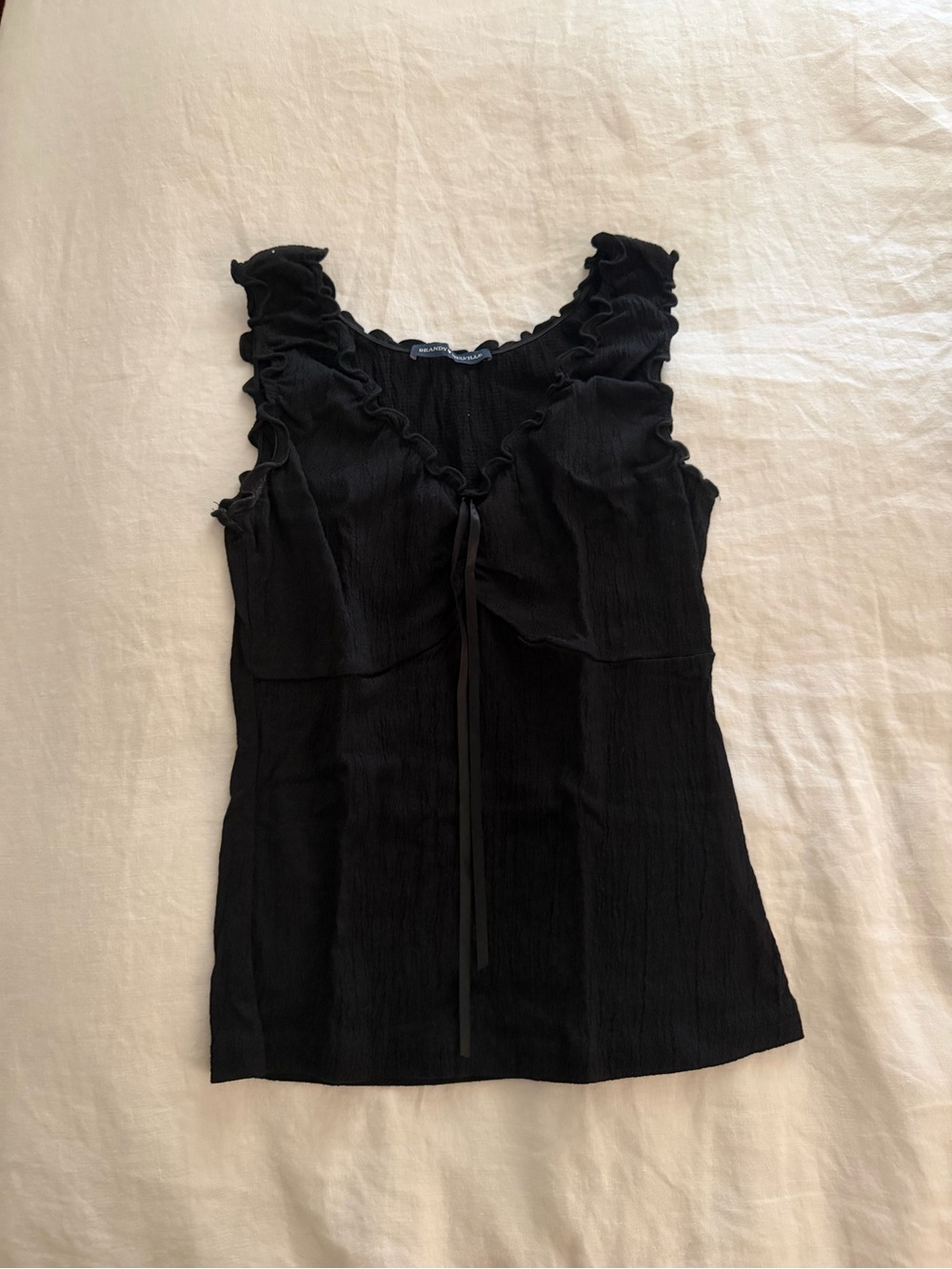 Brandy Melville Black Ruffle Tie Front Camisole